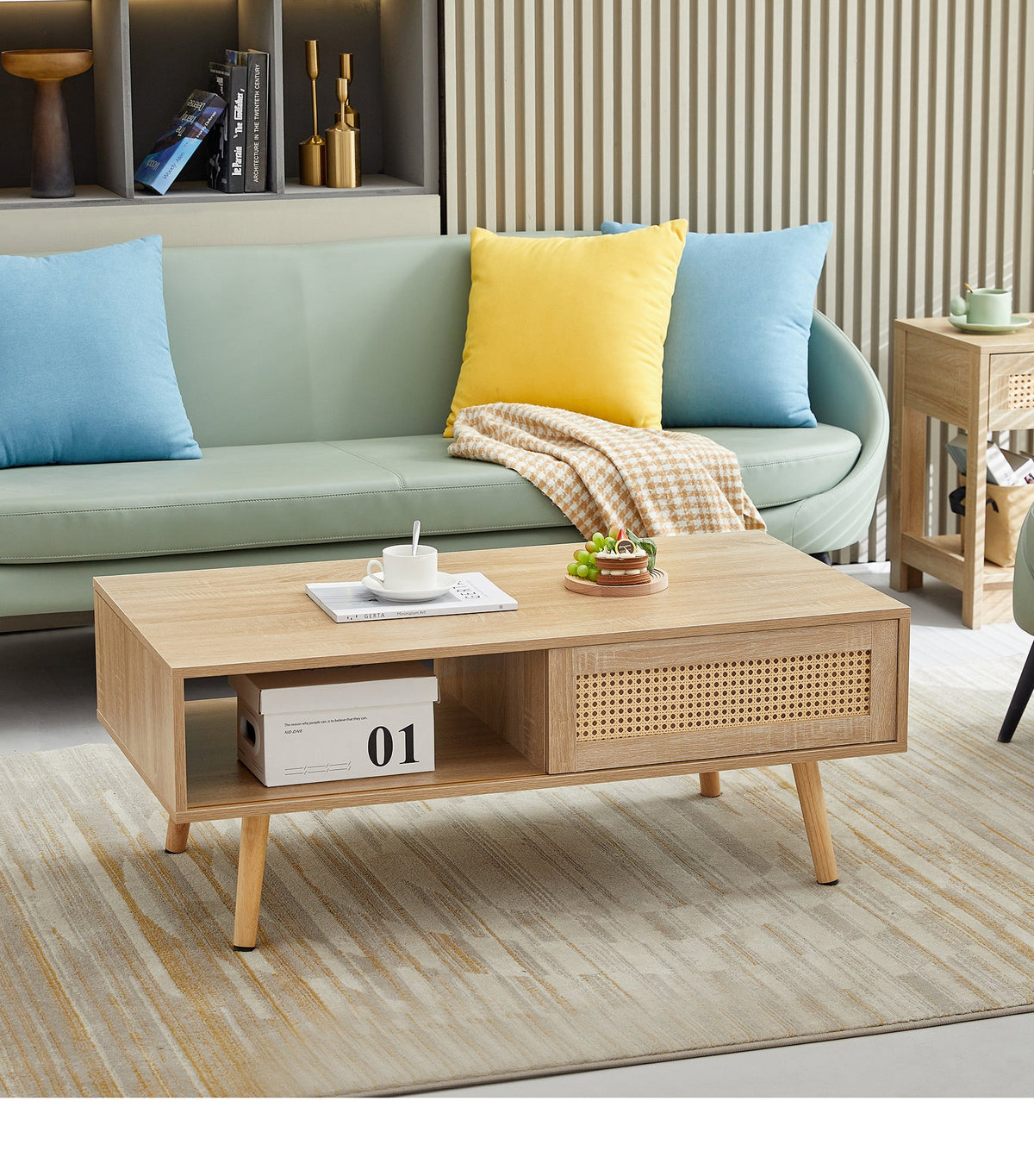 Solid wood coffee table                         feet Modern table for natural living room