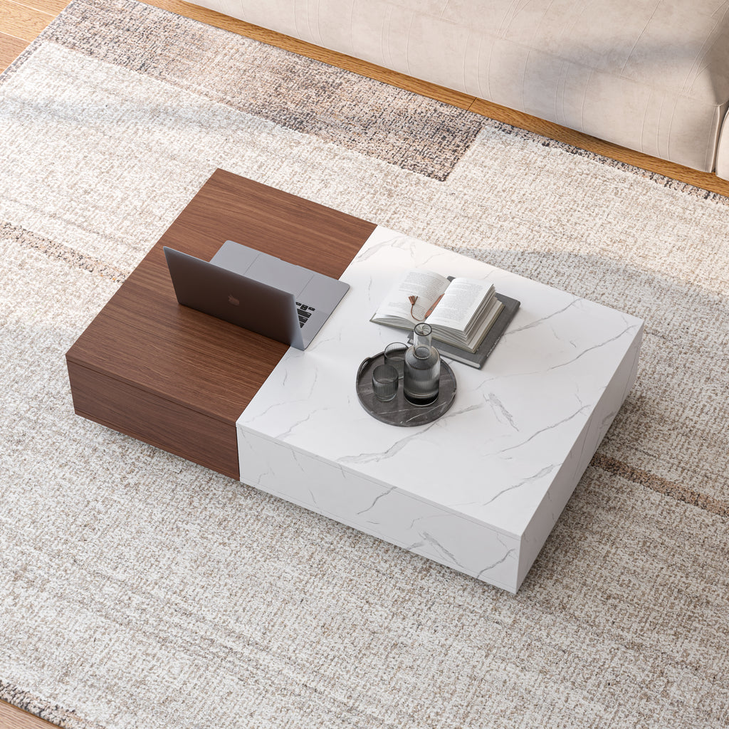 Modern walnut coffee table                                                                  with two storage spaces