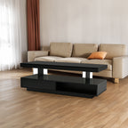 Modern coffee table with LED                                                           ,2 drawers and display, equipped with LED lights,