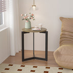 Round Side Table, Round Accent End Table with Sturdy Metal Frame, Round Nightstand, for Living Room, Brown