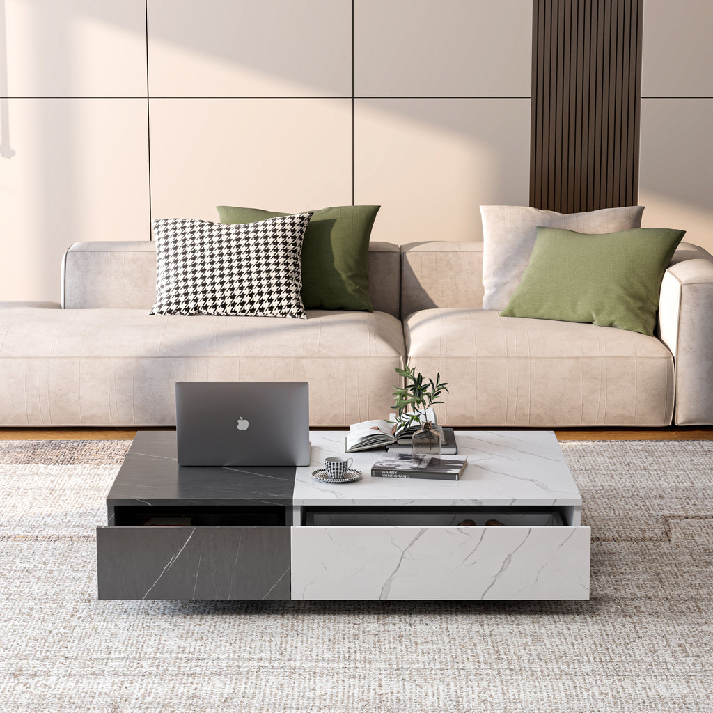 Modern black and white coffee table                            with two storage spaces