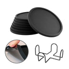 6/8PCS Silicone Coaster Circular                                      10CM Thick Thermal Insulation Coaster Storage Rack Cross-border Hotel Household Tea Coaster Set