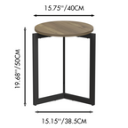 Round Side Table, Round Accent End Table with Sturdy Metal Frame, Round Nightstand, for Living Room, Brown