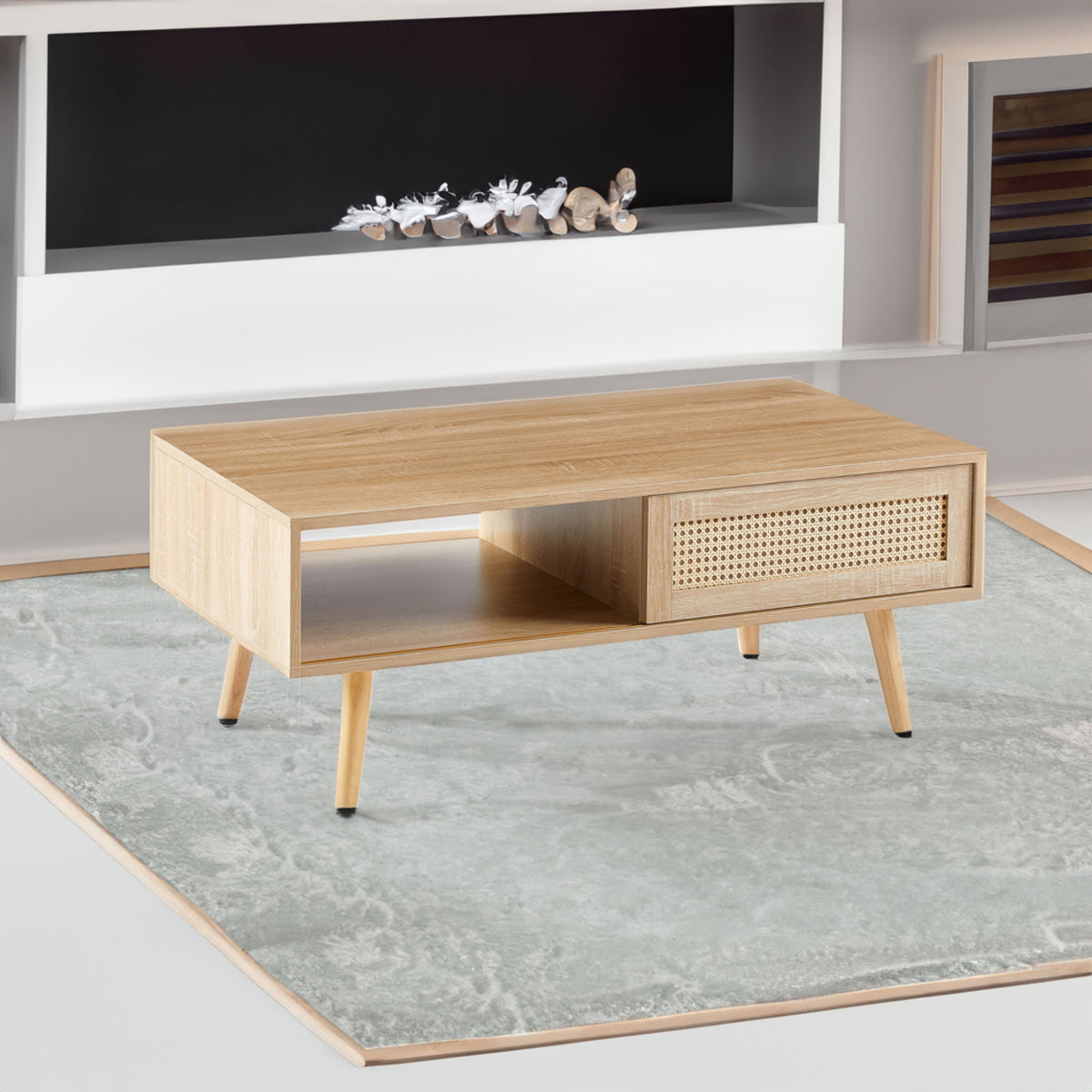 Solid wood coffee table                         feet Modern table for natural living room