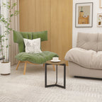 Round Side Table, Round Accent End Table with Sturdy Metal Frame, Round Nightstand, for Living Room, Brown