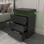 LED Black Nightstand Modern Multi-Colour LED Night Table Bedside Tables for Bedroom, Living Room