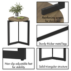 Round Side Table, Round Accent End Table with Sturdy Metal Frame, Round Nightstand, for Living Room, Brown
