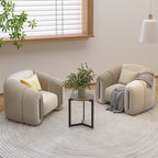 Round Side Table, Round Accent End Table with Sturdy Metal Frame, Round Nightstand, for Living Room, Brown