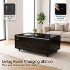 Smart Coffee Table                                                  with Built-in Fridge,Bluetooth Speaker,Wireless Charging,Touch Control Panel,USB Interface,Outlet Protection